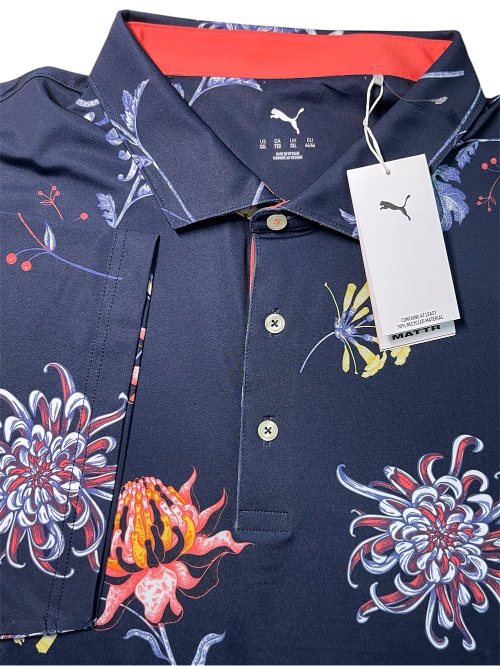 NWT Puma Mattr Men Dahlia Golf Polo 628827 01 Deep Navy Blue Horizon 40-UV XXL